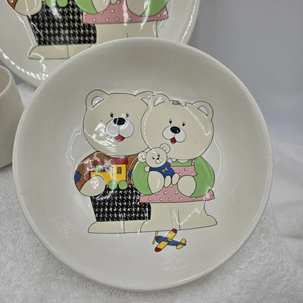 Mikasa Playtime Bears Children's Dinnerware Set 3 Piece Plate Bowl Cup Japan